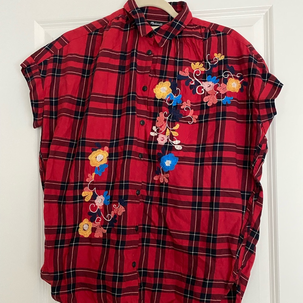 Madewell embroidered plaid shirt